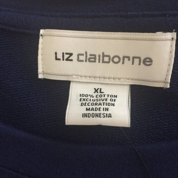 Liz Claiborne Navy Lace Accent Weekend Sweatshirt NWT XL - Picture 3 of 8